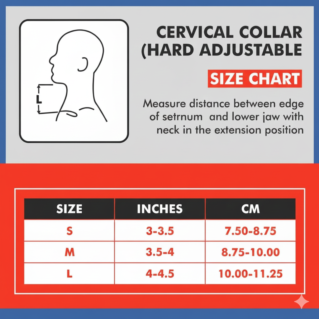Cervical Collar (Hard Adjustable) | Rigid Neck Brace for Immobilization & Post-Surgery Cervical Support
