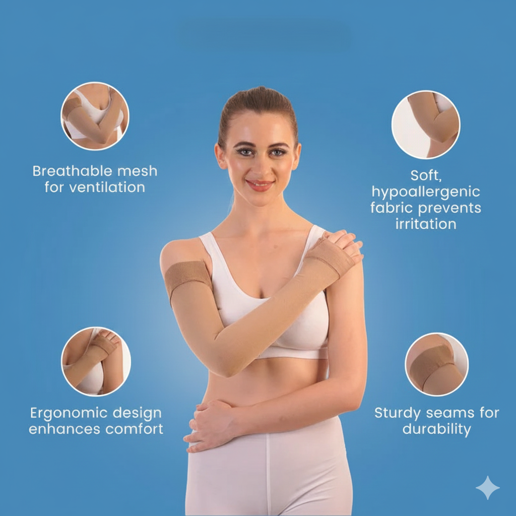 Lymphedema Arm Sleeve (Pair) | Firm Compression for Swelling & Lymphatic Relief